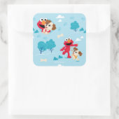 Sesamstraße | Elmo & Tango Muster Quadratischer Aufkleber (Tasche)