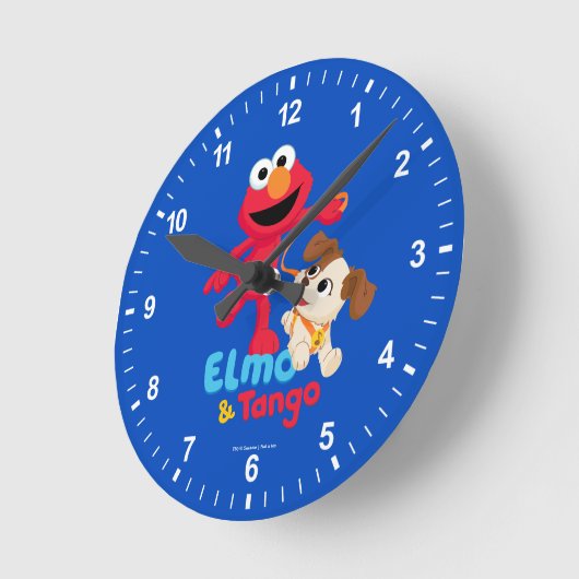 Sesamstraße | Elmo & Tango Running Runde Wanduhr (Winkel)