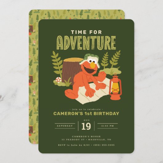 Sesamstraße - Elmo | Zeit für Abenteuer Einladung (Vorne/Hinten)
