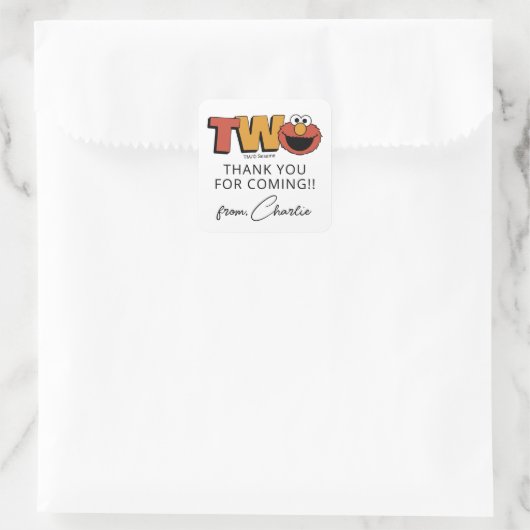 Sesamstraße | Elmo - Zweiter Geburtstag Vielen Dan Quadratischer Aufkleber (Tasche)