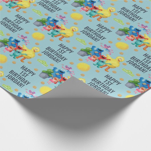 Sesamstrasse-Erscheinungsbild Geburtstag Geschenkpapier (Ecke)