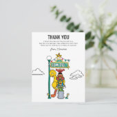 Sesamstraße-Figuren & Straßenschild Danke P Postkarte (Stehend Vorderseite)