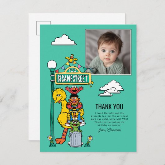 Sesamstraße Figuren & Straßenschild Danke S. Postkarte (Vorne/Hinten)