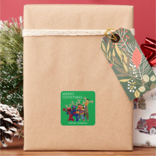 Sesamstraße Freunde Frohe Weihnachten Geschenk-A Quadratischer Aufkleber