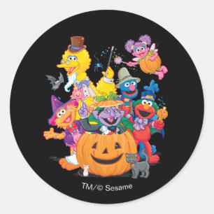 Sesamstraße Freunde   Frohes Halloween Runder Aufkleber
