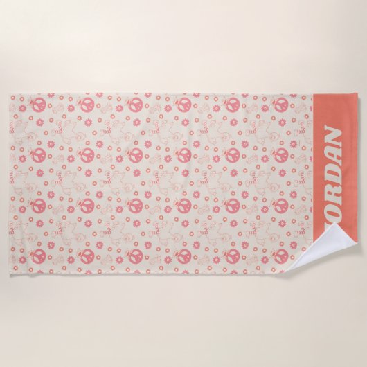 Sesamstraße | Good Vibes Pattern | Name hinzufügen Strandtuch (Vorderseite)