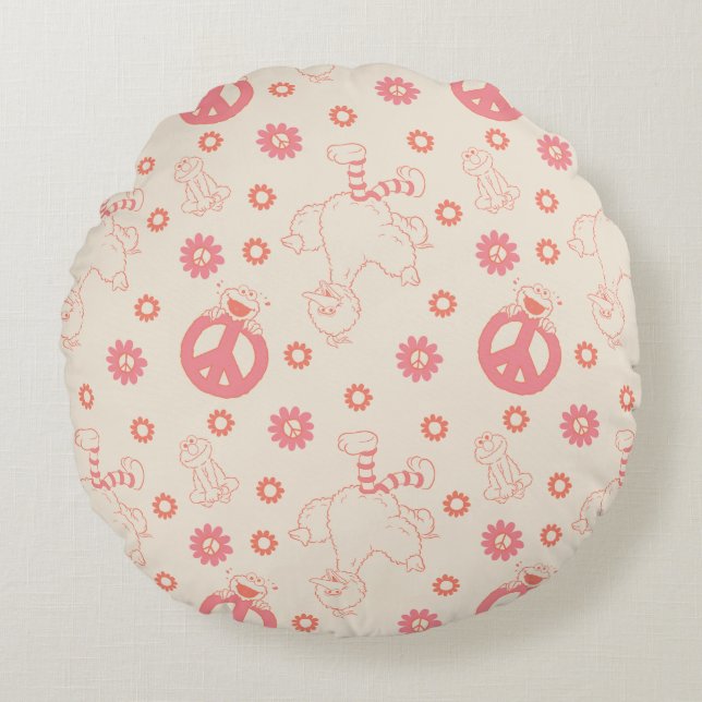 Sesamstraße | Good Vibes Pattern Rundes Kissen (Vorderseite)