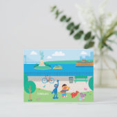 Sesamstraße | Governors Island Scene Postkarte (Stehend Vorderseite)