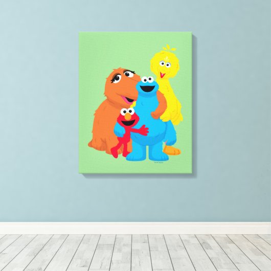 Sesamstraße | Group Hug Leinwanddruck (Insitu (Holzboden))