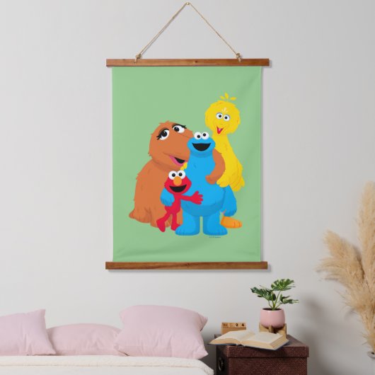 Sesamstraße | Group Hug Wandteppich Mit Holzrahmen (Schlafzimmer)