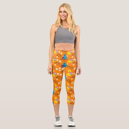 Sesamstraße Halloween Bats & Ghosts Muster Capri Leggings (Vorderseite)