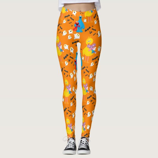 Sesamstraße Halloween Bats & Ghosts Muster Leggings (Vorderseite)