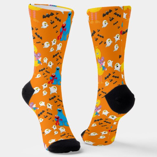 Sesamstraße Halloween Bats & Ghosts Muster Socken (Gewinkelt)