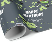 Sesamstraße | Happy Birthday | Name hinzufügen Geschenkpapier (Rolleneckpunkt)