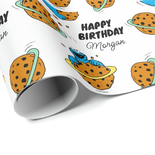 Sesamstraße | Happy Birthday | Name hinzufügen Geschenkpapier (Rolleneckpunkt)