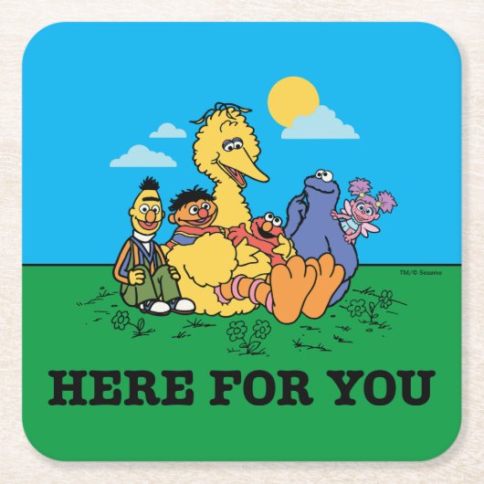 Sesamstraße | Hier für Sie Rechteckiger Pappuntersetzer (Vorderseite)