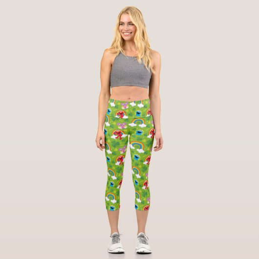 Sesamstraße Kleeblatt und Regenbogenmuster Capri Leggings (Vorderseite)