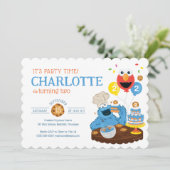 Sesamstraße | Krümelmonster Geburtstagskuchen Einladung (Stehend Vorderseite)