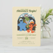 Sesamstraße | Lass des Abenteuers Begin Geburtstag Einladung (Stehend Vorderseite)