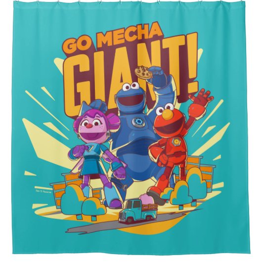 Sesamstraße | Mecha Builders Go Mecha Riese! Duschvorhang (Vorderseite)