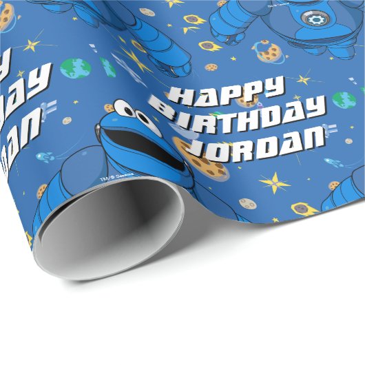 Sesamstraße | Mecha Cookie | Name hinzufügen Geschenkpapier (Rolleneckpunkt)