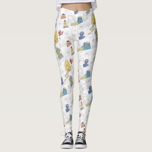 Sesamstraße | Muster für Vintages Comic Leggings (Vorderseite)