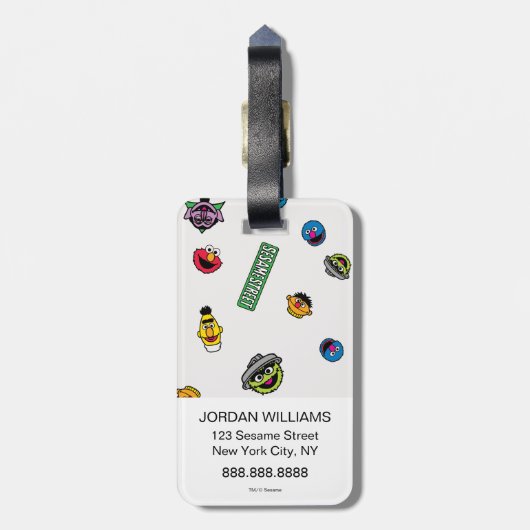 Sesamstraße-Muster Gepäckanhänger (Rückseite vertikal)
