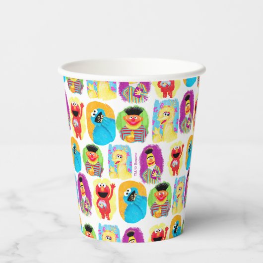 Sesamstraße-Muster Pappbecher (Rückseite)