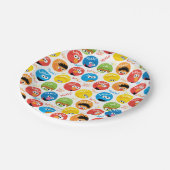 Sesamstraße-Muster Pappteller (Schrägansicht)