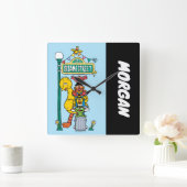 Sesamstraße | Name hinzufügen Quadratische Wanduhr (Zuhause)