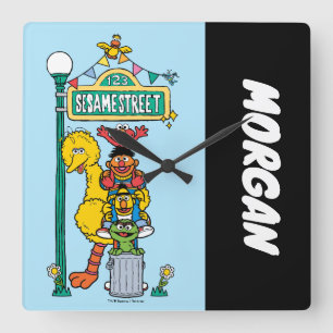 Sesamstraße Name hinzufügen Quadratische Wanduhr