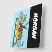 Sesamstraße | Name hinzufügen Quadratische Wanduhr (Winkel)