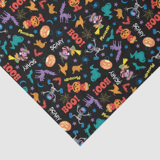 Sesamstraße | Niedliches Halloween-Muster Seidenpapier (Ausschnitt)