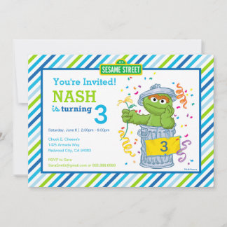 Sesamstraße Oscar der Grouch gestreift Geburtstag Einladung