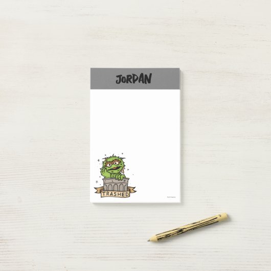 Sesamstraße | Oscar der Grouch Trashed Post-it Klebezettel (Auf Schreibtisch)