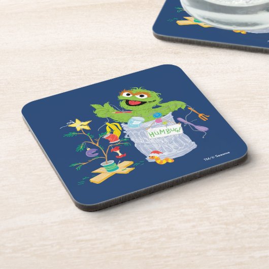 Sesamstraße | Oscar - Weihnachtsbaum Getränkeuntersetzer (Linke Seite)