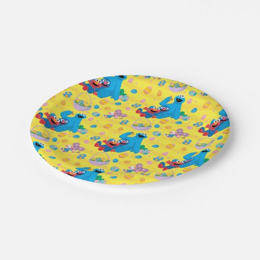 Sesamstraße Osterskassettenmuster Pappteller (Schrägansicht)