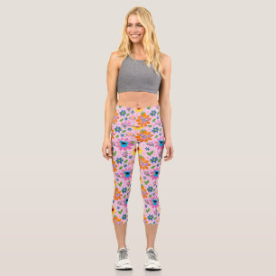 Sesamstraße Pink Floral Muster Capri Leggings