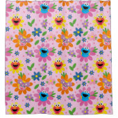 Sesamstraße Pink Floral Muster Duschvorhang (Vorderseite)
