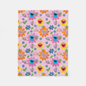 Sesamstraße Pink Floral Muster Fleecedecke (Vorderseite)