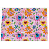 Sesamstraße Pink Floral Muster Große Geschenktüte (Vorderseite)