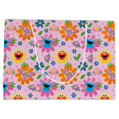 Sesamstraße Pink Floral Muster Große Geschenktüte (Rückseite)