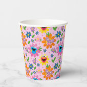 Sesamstraße Pink Floral Muster Pappbecher (Vorderseite)