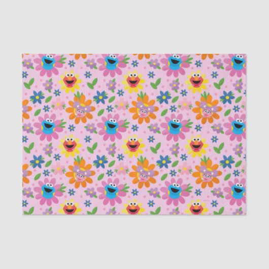 Sesamstraße Pink Floral Muster Seidenpapier (Vorderseite)