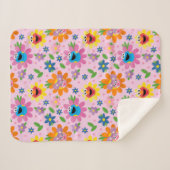 Sesamstraße Pink Floral Muster Sherpadecke (Vorderseite (Horizontal))