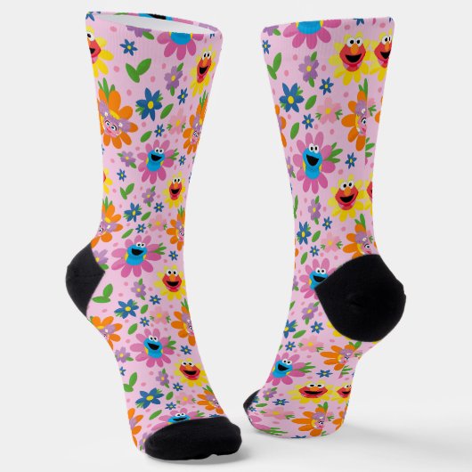 Sesamstraße Pink Floral Muster Socken (Gewinkelt)