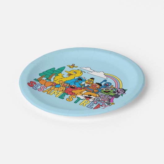 Sesamstraße | Regenbogenwelle Pappteller (Schrägansicht)