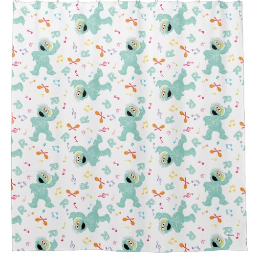 Sesamstraße | Rosita Music Scribble Pattern Duschvorhang (Vorderseite)