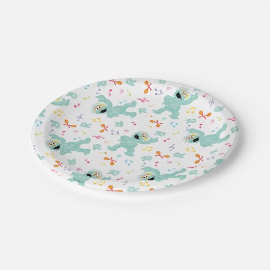 Sesamstraße | Rosita Music Scribble Pattern Pappteller (Schrägansicht)