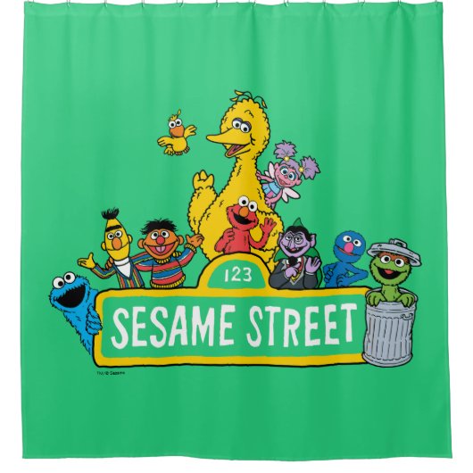 Sesamstraße | Rund um das Sesamstraße-Zeichen Duschvorhang (Vorderseite)